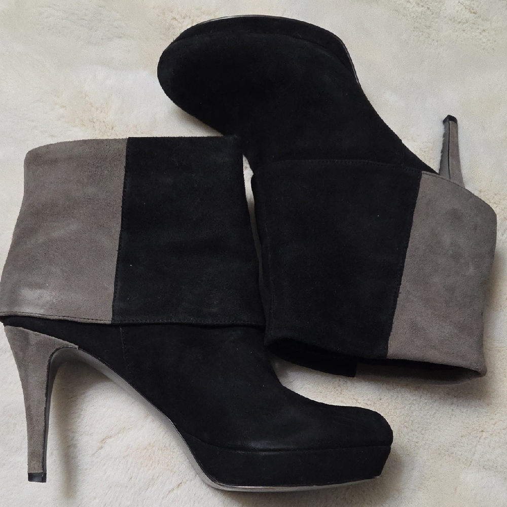 Elegant Black and Gray Women's Ankle Boots